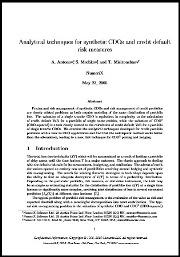 Analytical Techniques for Synthetic CDOs and Credit Default Risk Measures